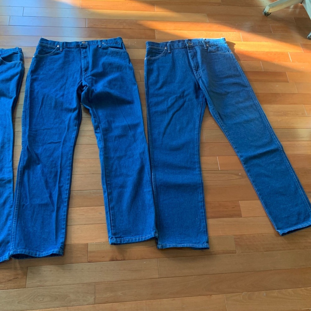 3 Wrangler Jeans Mens 38x34 13MWZPWD 936PWD ( 2 Original 1 Slim Fit) Cowboy Cut - Picture 15 of 16